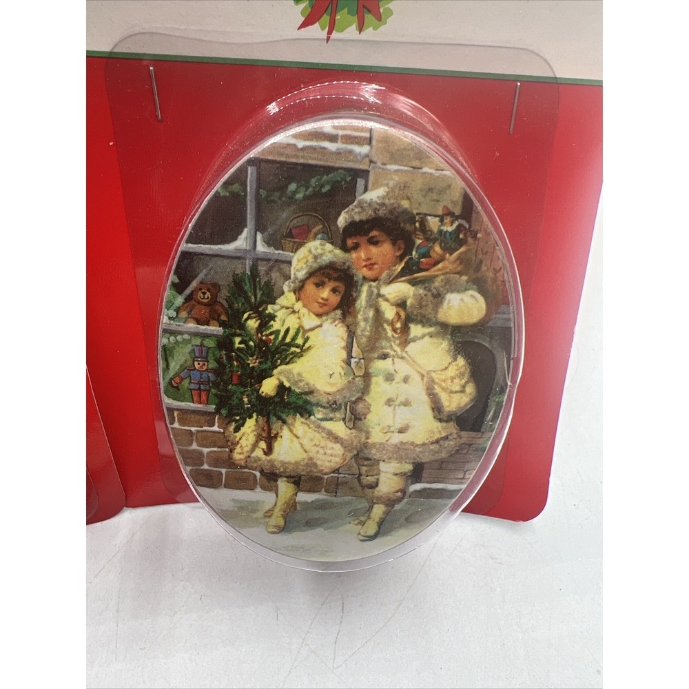 Vintage Victorian Box Container Christmas Ornament Lot Of 4 Santa Tree Trim NIP - Picture 6 of 9